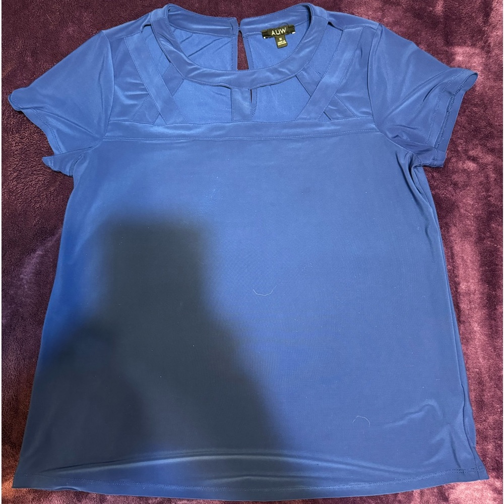 A royal blue blouse.